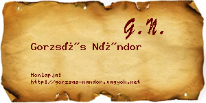 Gorzsás Nándor névjegykártya